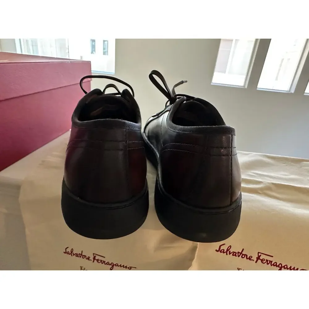 NWT Salvatore Ferragamo Men's Fulton Brown Leather Sneakers